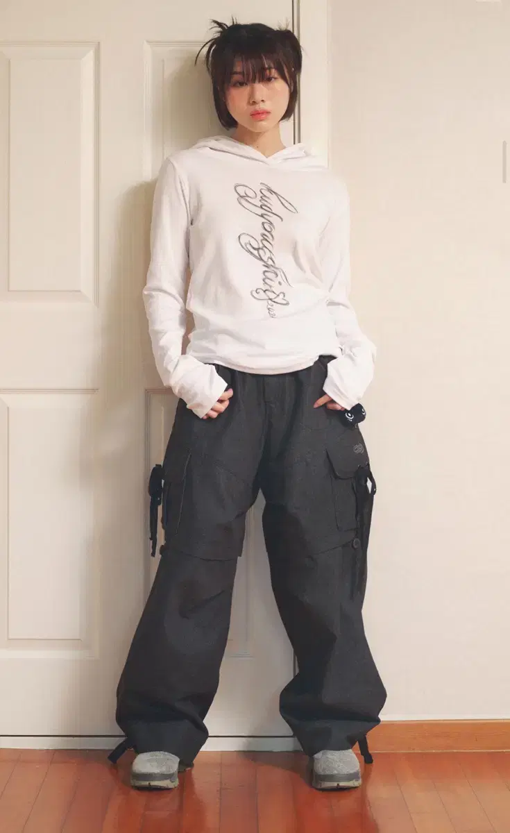 급처) 허그유어스킨 팬츠 wide cargo pants denim